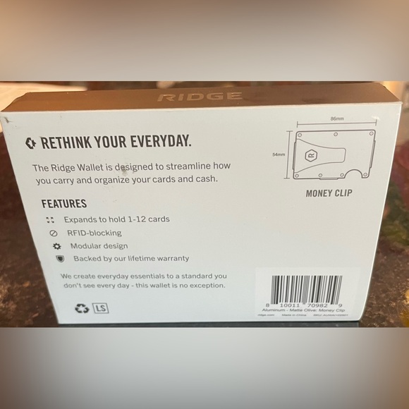 Ridge Slim RFID Blocking Wallet Money Clip Matte Olive NEW - Picture 3 of 6